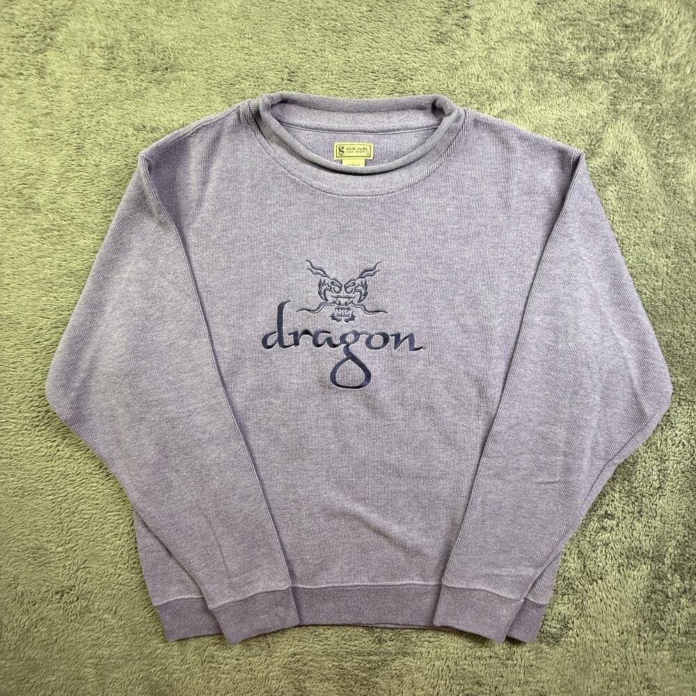 Vintage Purple Dragon Sweater Women's S Pullover Knit Round Neck